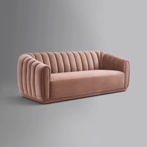 Blush Tufted Velvet Sofa
